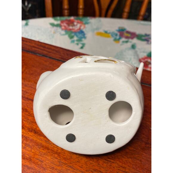 VTG White Ceramic Dove Bird with gold accents Reticulated side openings GUC - Picture 10 of 15